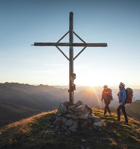 At the peak of a mountain