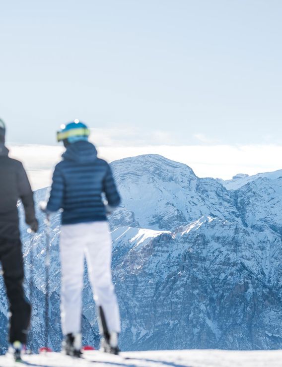 Due sciatori si godono il panorama